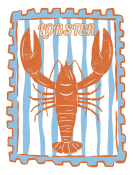 Bügelbild Lobster Blau